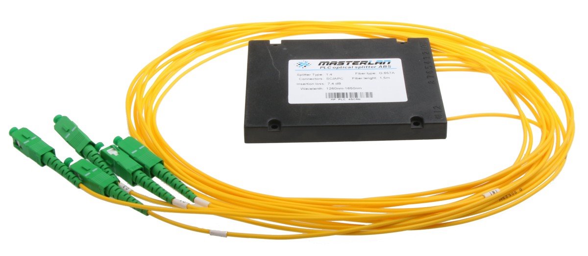 Splitter PLC optický -1x4, 1260-1650nm, ABS box, SC/APC, 1,5m 52752101