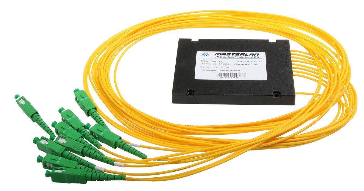 Splitter PLC optický -1x8, 1260-1650nm, ABS box, SC/APC, 1,5m 52752103