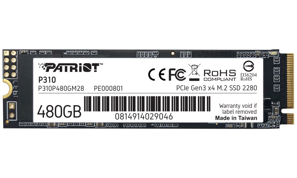 SSD 480GB PATRIOT P310 M.2 NVMe, Gen3x4 P310P480GM28