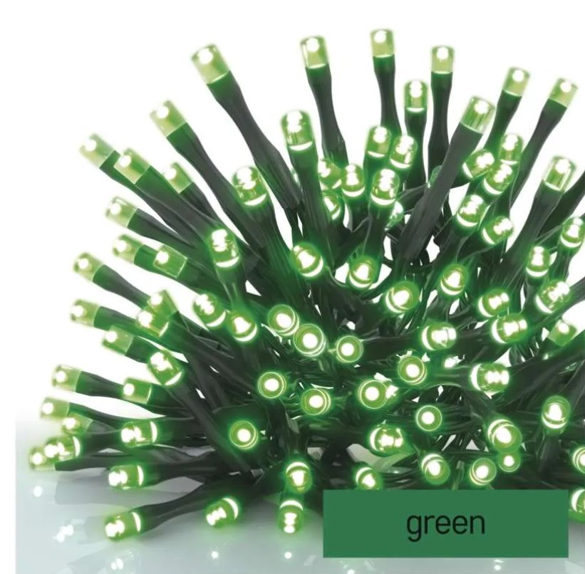 Standard LED spojovacia vianočná reťaz, 10 m, vonkajšia aj vnútorná, zelená, časovač 8592920094853
