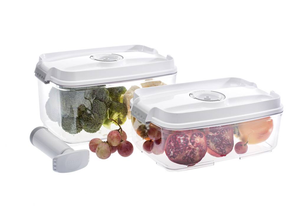 STATUS 3-dielny set veľkých vákuových dóz 178651, biela 3831091703375