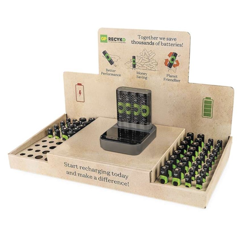 Stojan GP ReCyko Standard / 1×nabíjačka GP + dok / 16×AA + 16×AAA / 1×USB-A adaptér 8592920154038