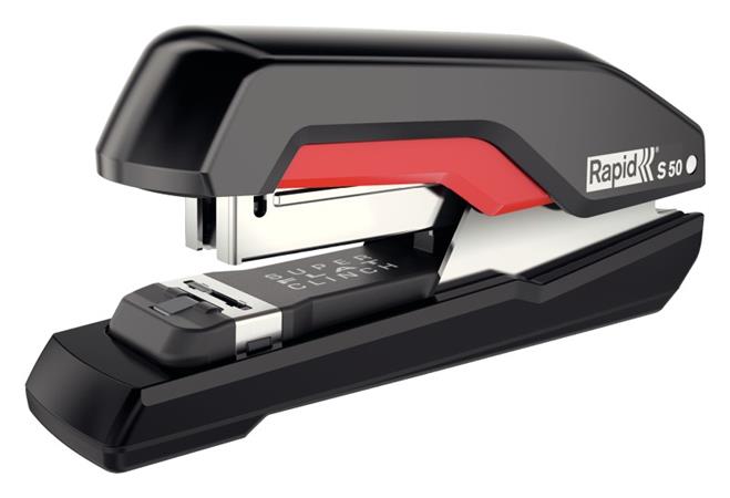 Stolní sešívačka Rapid Supreme S50 SuperFlatClinch™, 50 listů, černá/červená 5000544