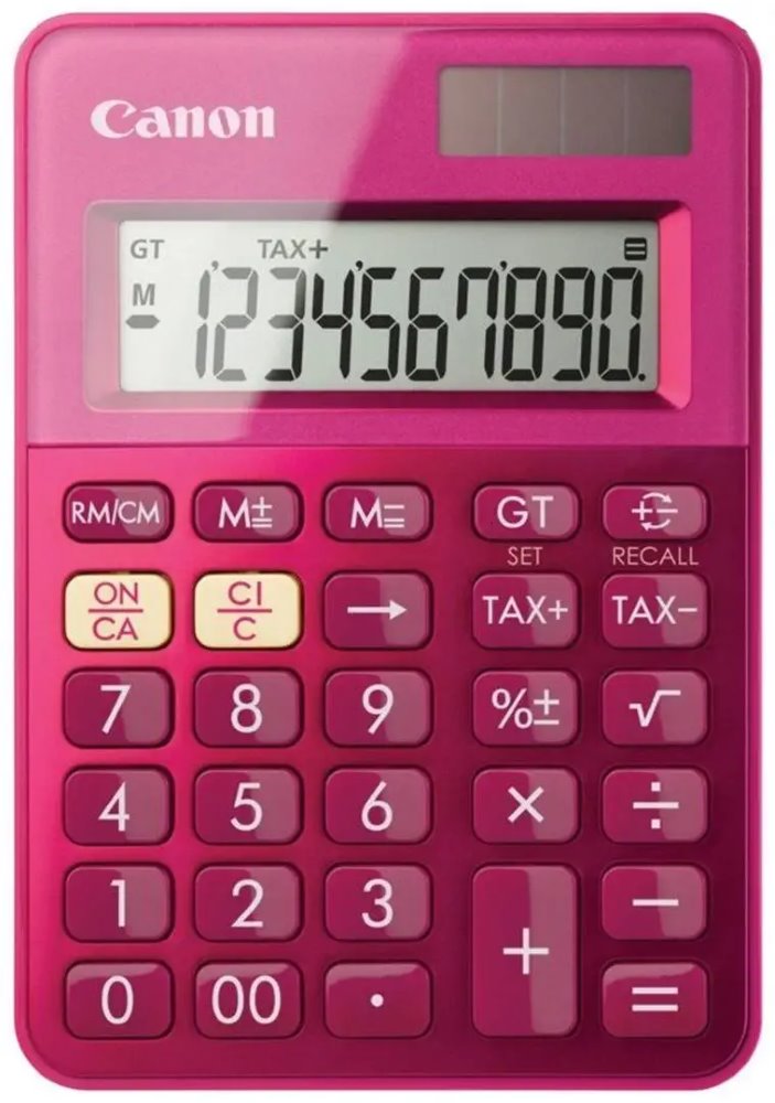 stolová kalkulačka CANON LS-100K ružová, 10 miest, solárne napájanie + batérie 0289C003