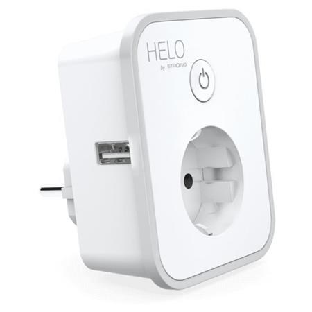 STRONG chytrá Wi-Fi napájecí EU zásuvka Helo-PLUSB-EU/ tlačítka ON/OFF/ kompatibilní s Google a Alexa/ bílá