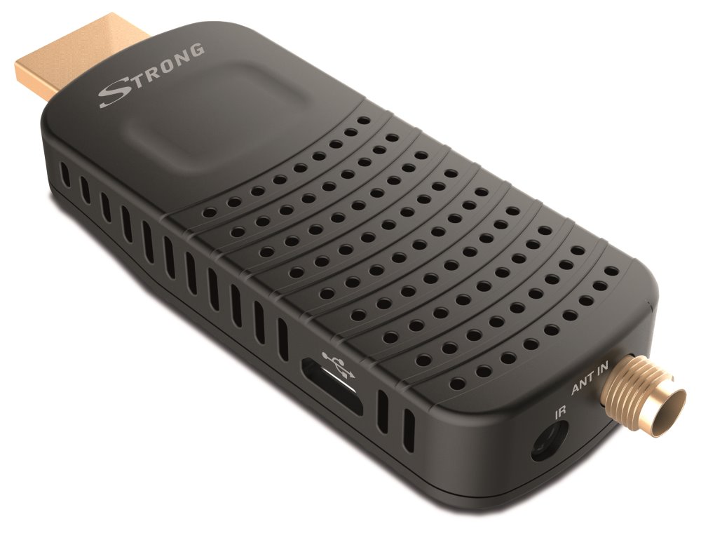 STRONG DVB-T/T2 tuner HDMI stick SRT 82/ Full HD/ H.265/HEVC/ externí anténa/ EPG/ PVR/ HDMI/ USB/ micro USB/ IR/ SRT82