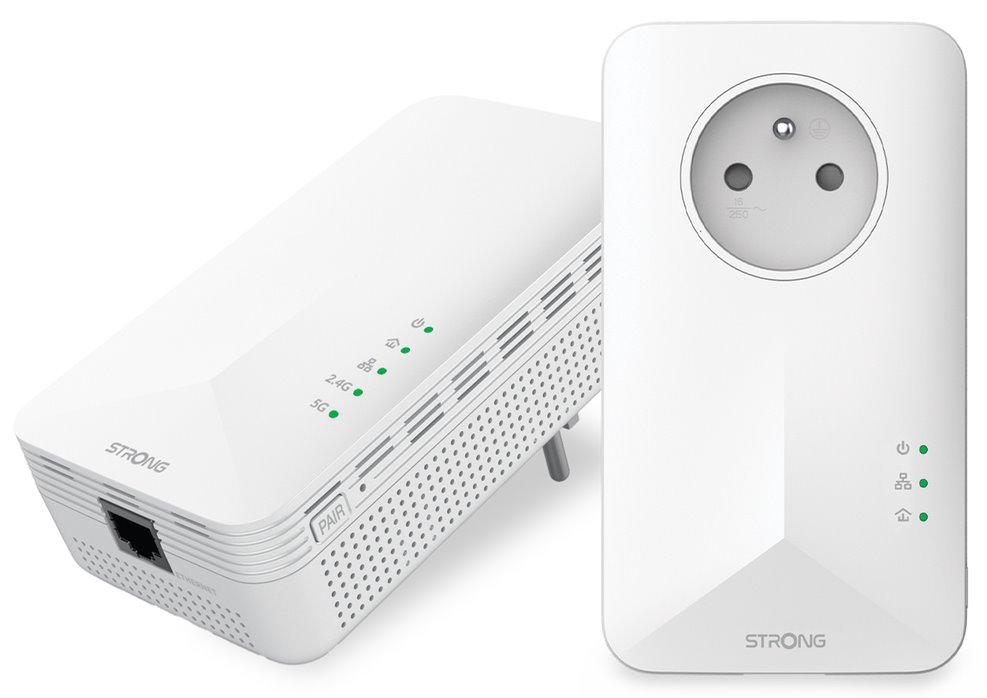 STRONG sada 2 adaptérů Powerline 1000 WF DUO FRV2/ Powerline 1000 Mbit/s/ Wi-Fi 1200 Mbit/s/ 2x LAN/ POWERL1000WFDUOFRV2