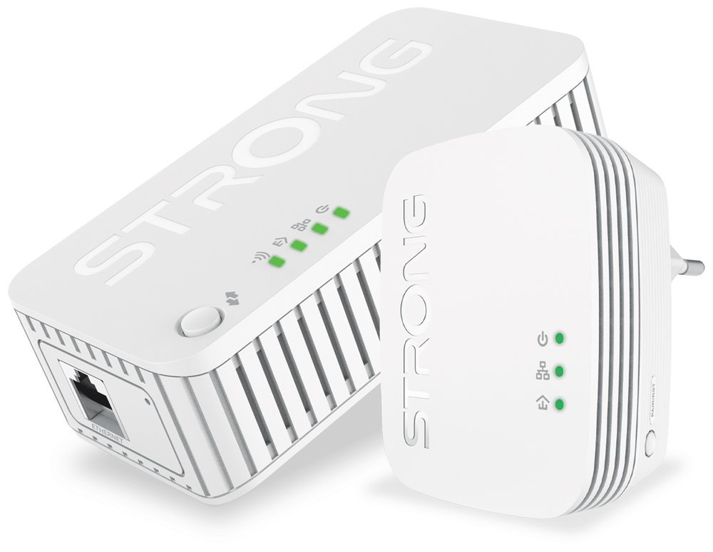 STRONG sada 2 adaptérů Powerline WF 1000 DUO MINI/ Powerline 1000 Mbit/s/ Wi-Fi 750 Mbit/s/ 1x LAN/ POWERLWF1000DUOMINI