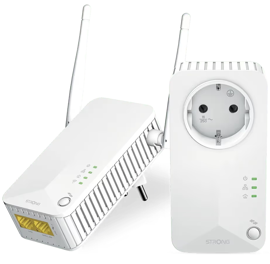 STRONG sada 2 adaptérů Powerline WF 600 DUO EU/ Powerline 600 Mbit/s/ Wi-Fi 300 Mbit/s/ 2x LAN/ bílý POWERLWF600DUOEUV2