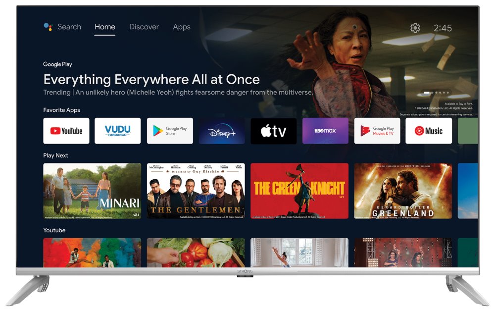 STRONG SMART LED TV 43"/ SRT43UD6593/ UHD/ 3840x2160/ DVB-T2/C/S2/ H.265/HEVC/ 3x HDMI/ 2xUSB/ Wi-Fi/ LAN/ G/ ANDROID 1