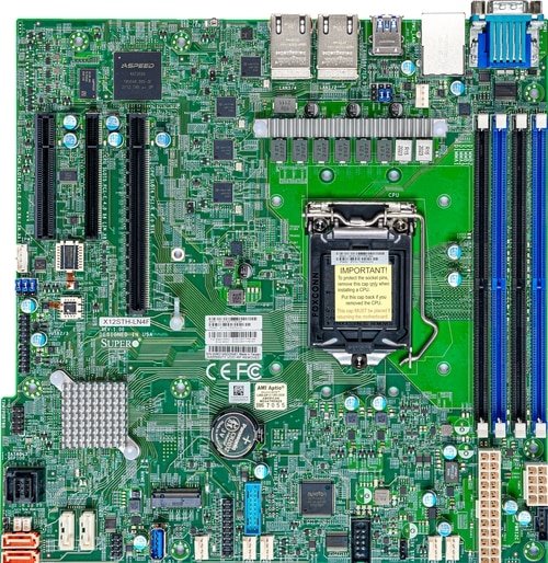 Supermicro 1xLGA1150 (Xeon E3-23xx,i3), C246, 4xDDR4, 8xSATA3, 1xM.2, 1xPCIe4.0 x16, VGA, 4x LAN, IPMI MBD-X12STH-LN4F