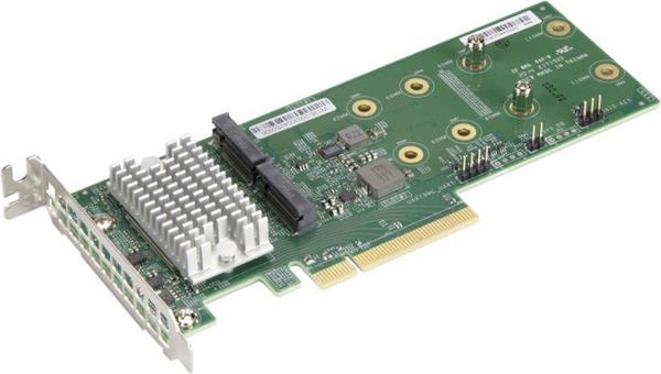 Supermicro Hybrid M.2 NVMe/SATA SSD RAID 0,1 Card x8 PCIe Gen4 Host interface AOC-SLG4-2H8M2