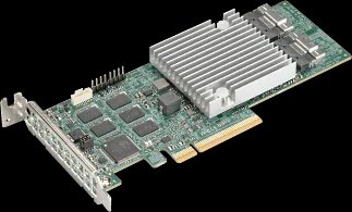 Supermicro RAID controller AOC-S3916L-H16IR-32DD-O w/ 4GB, 8GB Cache & PCIe4.016 int 12Gb/s ports, x8 Gen4, ROC - LP, 3