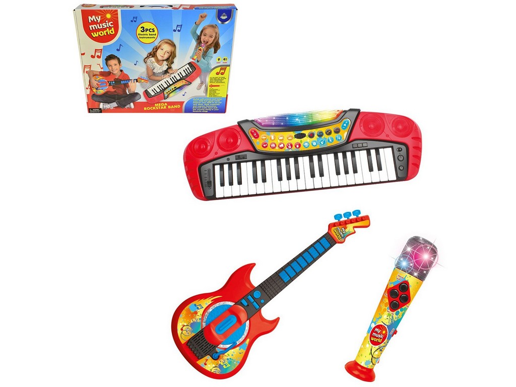 Súprava 3 v 1 elektronické piáno, 37 kláves, gitara, mikrofón 07994