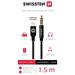 SWISSTEN AUDIO ADAPTÉR TEXTILE LIGHTNING (samec)/3,5 mm JACK(samec) 1,5 M ČERNÝ 73501213