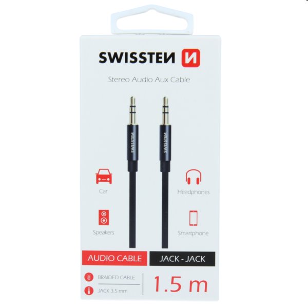 Swissten Audio Kabel Textile Jack - Jack 1,5 M Černý 73501101