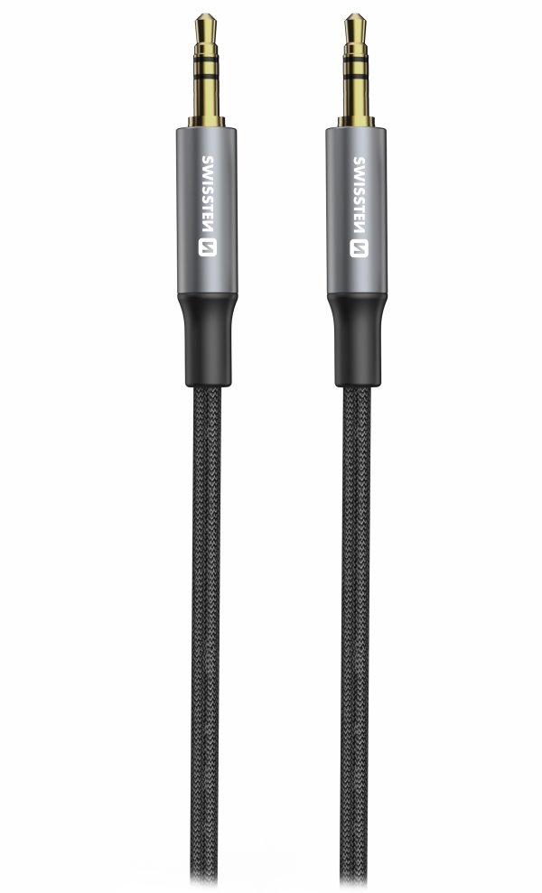 SWISSTEN AUDIO KABEL TEXTILE JACK (samec) / JACK (samec) 1,5 M ČERNÝ (nahrazuje 73501101) 73501215