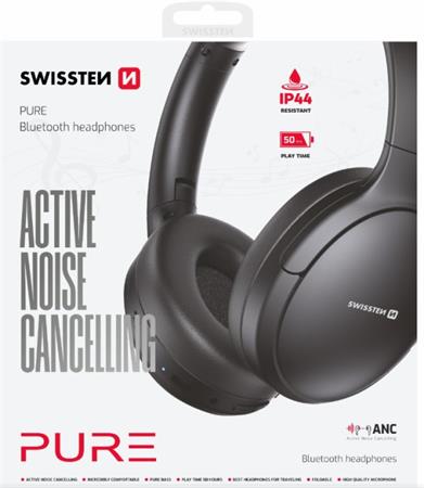 Swissten bluetooth anc sluchátka pure černá 54400221