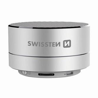 SWISSTEN bluetooth reproduktor, i-METAL, 3W, strieborný, regulácia hlasitosti, kovový 52104432