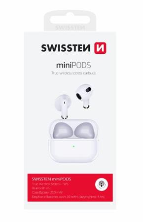 SWISSTEN BLUETOOTH TWS SLUCHÁTKA MINIPODS BÍLÁ 54200200