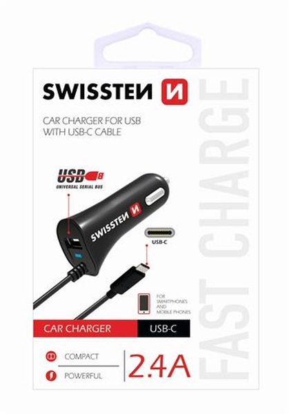 SWISSTEN CAR CHARGER USB-C AND USB 2,4A POWER 20111500