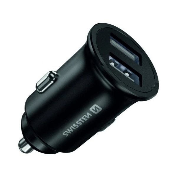 SWISSTEN CL ADAPTÉR 2x USB 4,8A METAL ČERNÝ 20115000