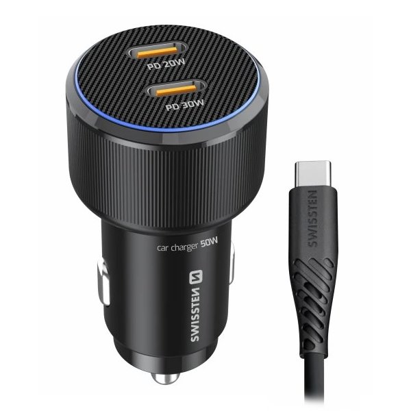 SWISSTEN CL ADAPTÉR 2x USB-C PD, 50W ČERNÝ + KABEL USB-C / USB-C, 1 M 20111909