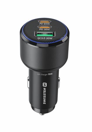 SWISSTEN CL ADAPTÉR 2x USB-C PD + USB-A, 95W ČERNÝ + KABEL USB-C / USB-C, 1 M 20111912