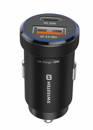 SWISSTEN CL ADAPTÉR PD, USB-C PD + USB-A, 20W ČERNÝ 20111901