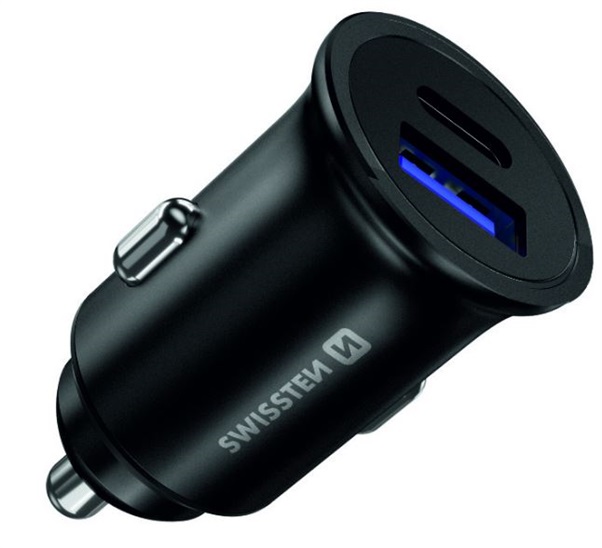 SWISSTEN CL ADAPTÉR POWER DELIVERY USB-C + QUICK CHARGE 3.0 36W METAL ČERNÝ 20111760