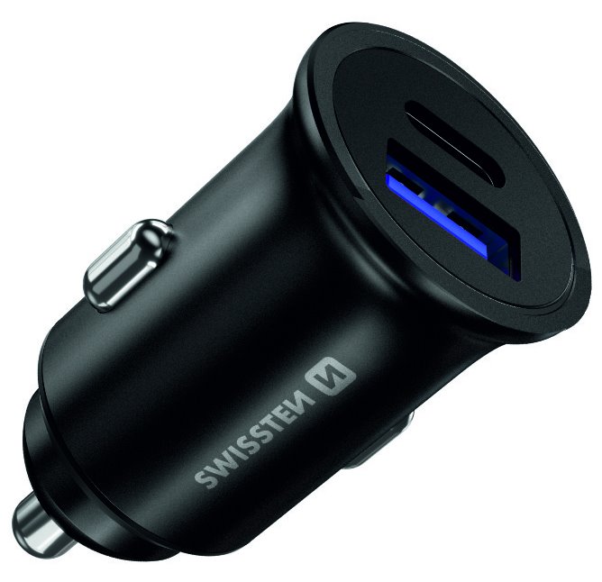 Swissten cl adaptér power delivery usb-c + quick charge 3.0 36w metal černý (eco balení) 20111760ECO