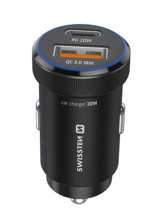 SWISSTEN CL ADAPTÉR USB-C PD + USB-A, 20W ČERNÝ + KABEL USB-C / USB-C, 1 M 20111907