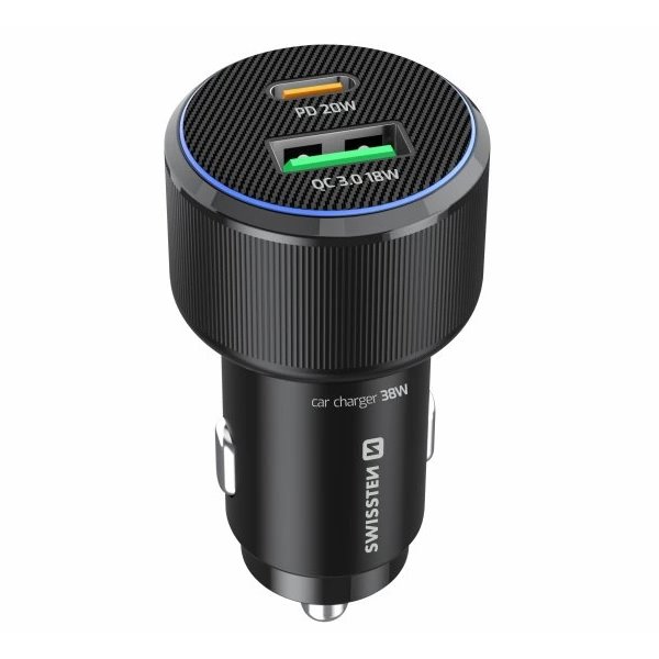 SWISSTEN CL ADAPTÉR USB-C PD + USB-A, 38W ČERNÝ 20111902