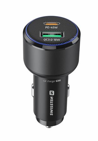 SWISSTEN CL ADAPTÉR USB-C PD + USB-A, 63W ČERNÝ 20111903