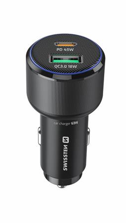 SWISSTEN CL ADAPTÉR USB-C PD + USB-A, 63W ČERNÝ + KABEL USB-C / USB-C, 1 M 20111910