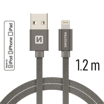 SWISSTEN DATA CABLE USB / LIGHTNING MFi TEXTILE 1,2M GREY 71524202