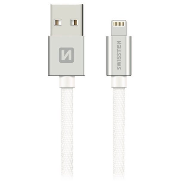 SWISSTEN DATA CABLE USB / LIGHTNING MFi TEXTILE 1,2M SILVER 71524203