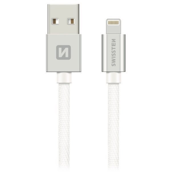 SWISSTEN DATA CABLE USB / LIGHTNING MFi TEXTILE 2,0M SILVER 71524303