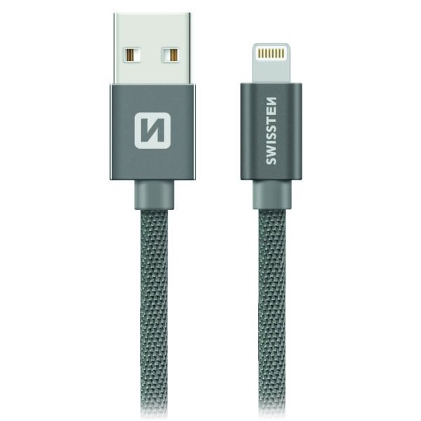SWISSTEN DATA CABLE USB / LIGHTNING TEXTILE 0,2M GREY 71523102