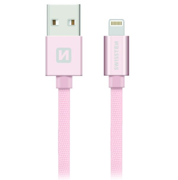 SWISSTEN DATA CABLE USB / LIGHTNING TEXTILE 1,2M PINK 71523205