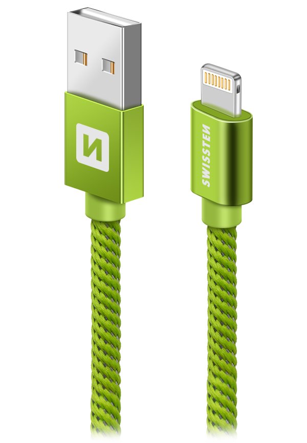 SWISSTEN DATA CABLE USB / LIGHTNING TEXTILE 2,0M GREEN 71523307