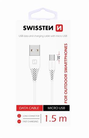 SWISSTEN DATA CABLE USB / MICRO USB 1,5 M BÍLÝ (9mm) 71504302