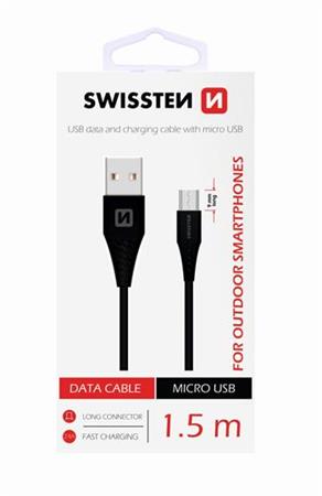 SWISSTEN DATA CABLE USB / MICRO USB 1,5 M ČERNÝ (9mm) 71504303