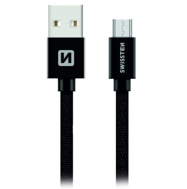 SWISSTEN DATA CABLE USB / MICRO USB TEXTILE 2,0M BLACK 71522301