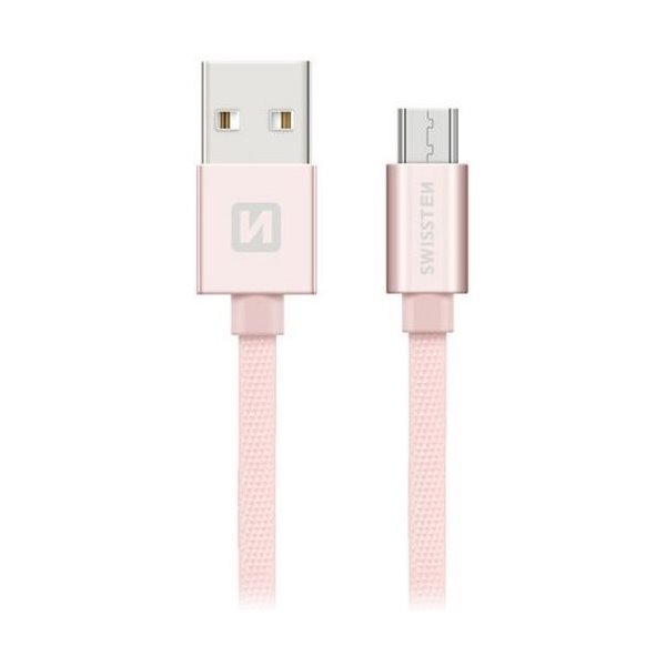 SWISSTEN DATA CABLE USB / MICRO USB TEXTILE 2,0M PINK 71522305
