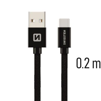 SWISSTEN DATA CABLE USB / USB-C TEXTILE 0,2M BLACK 71521101