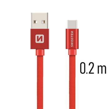 SWISSTEN DATA CABLE USB / USB-C TEXTILE 0,2M RED 71521106