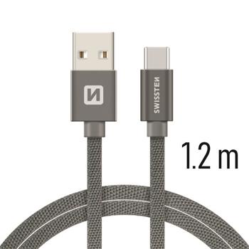 SWISSTEN DATA CABLE USB / USB-C TEXTILE 1,2M GREY 71521202