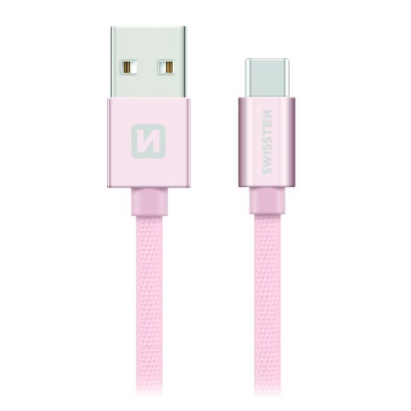 SWISSTEN DATA CABLE USB / USB-C TEXTILE 1,2M PINK 71521205