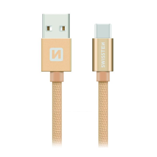 SWISSTEN DATA CABLE USB / USB-C TEXTILE 2,0M GOLD 71521304